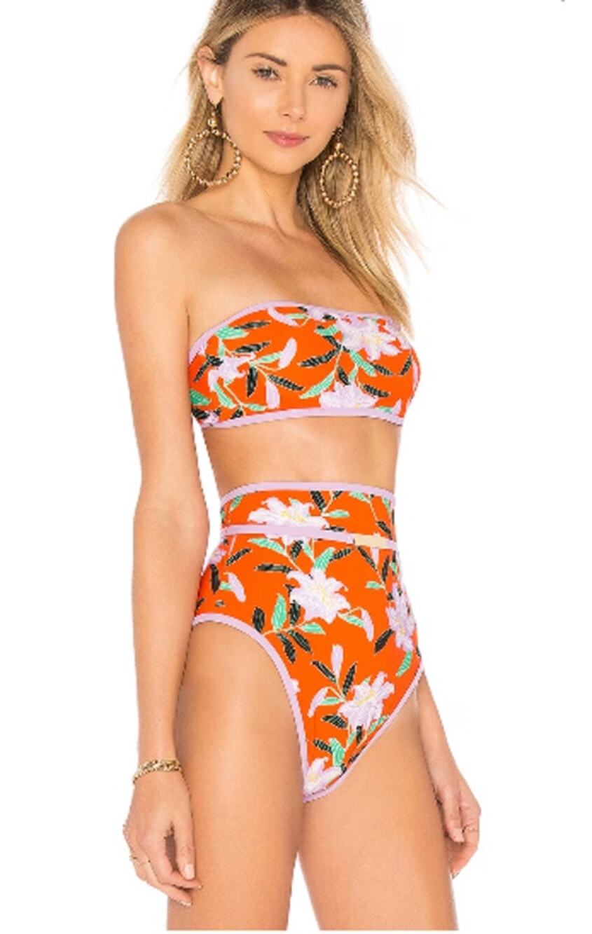 DIANE VON FURSTENBERG Cheeky High-Waist Floral-Print Swim Bikini Bottoms Small